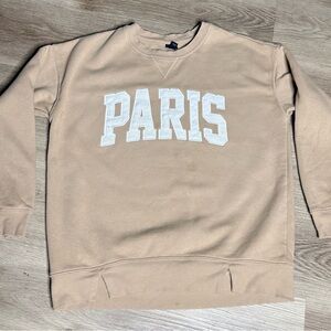 art class Beige Crewneck Sweatshirt with White 'PARIS' Lettering